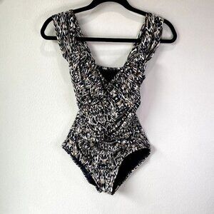 Badgley Mischka Rouched Wrap One Piece Swimsuit 4